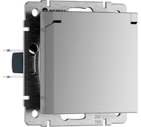 Розетка влагозащищенная Werkel с заземление, с защитной крышкой и шторками N W1171206 серебряный a069626