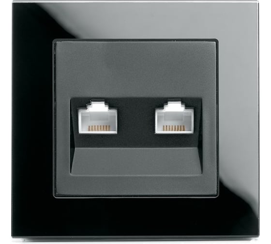 Компьютерная 2-местная розетка RJ-45 STEKKER серия Катрин, со стеклянной рамкой, GLS00-7006-05, черный 39509
