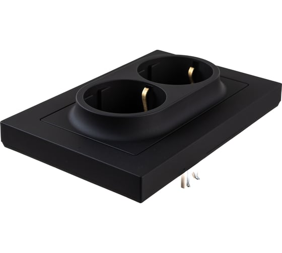 Розетка Systeme Electric AtlasDesign Карбон с/з двойная, 16А ATN001024