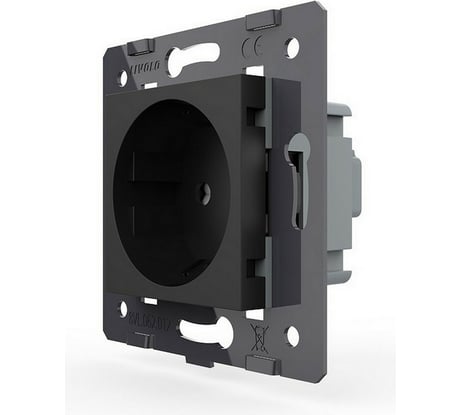 Электрическая розетка LIVOLO с заземлением защитными шторками 16A, цвет черный механизм VL-C7-C1EU-12