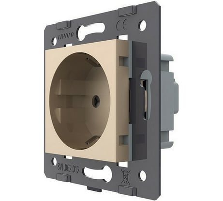 Электрическая розетка LIVOLO с заземлением защитными шторками 16A, цвет золотой механизм VL-C7-C1EU-13