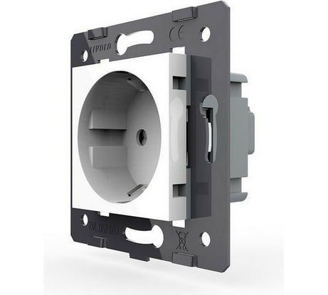 Электрическая розетка LIVOLO с заземлением защитными шторками 16A, цвет белый механизм VL-C7-C1EU-11