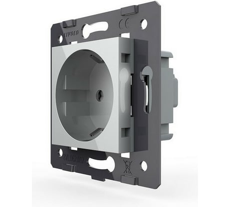 Электрическая розетка LIVOLO с заземлением защитными шторками 16A, цвет серый механизм VL-C7-C1EU-15