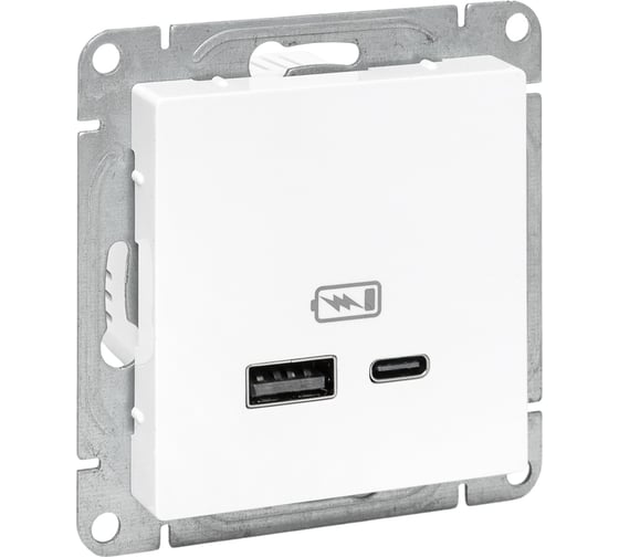 Механизм розетки EKF USB-A+С, белый Эпика UP1-SOW-USBA+USBC 1