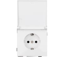 Одноместная силовая розетка ALTECH ENCORE 1SW IP44 скрытого монтажа с крышкой, заземлением и шторками белая механизм 07345