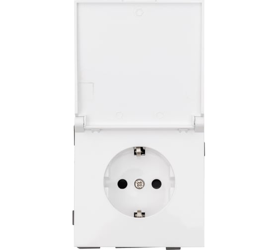 Одноместная силовая розетка ALTECH ENCORE 1SW IP44 скрытого монтажа с крышкой, заземлением и шторками белая механизм 07345 1