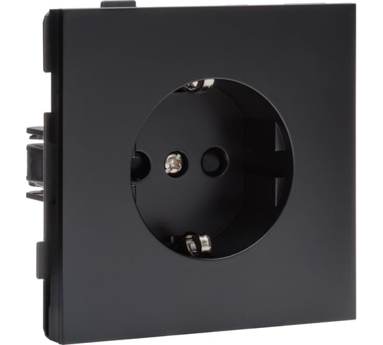 Одноместная силовая розетка ALTECH ENCORE 1SВ скрытого монтажа с заземлением и шторками черная механизм 07364 1