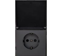 Одноместная силовая розетка ALTECH ENCORE 1SG IP44 скрытого монтажа с крышкой, заземлением и шторками графит механизм 07352