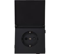 1-местная силовая розетка ALTECH ENCORE 1SВ IP44 скрытого монтажа с заземлением и шторками черная механизм 07366