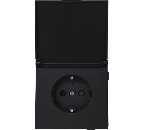 1-местная силовая розетка ALTECH ENCORE 1SВ IP44 скрытого монтажа с заземлением и шторками черная механизм 07366