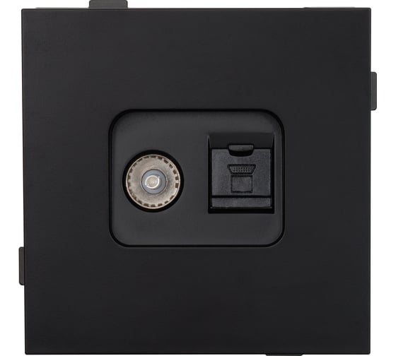 Одноместная TV/компьютерная розетка ALTECH ENCORE 1STVPCВ скрытого монтажа черная механизм 07370 1