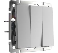 Выключатель трехклавишный Werkel W1130006 серебряный a050876