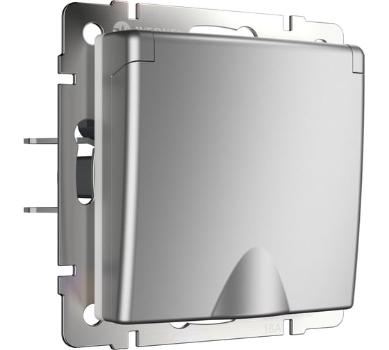Розетка WERKEL влагозащищенная с заземлением с защитными крышкой и шторками W1171206 серебряный a050889 1