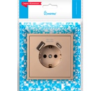 Розетка 1-местная Smartbuy с заземлением USB+Type 16А шампань Капелла SBE-09c-16-S1-USB