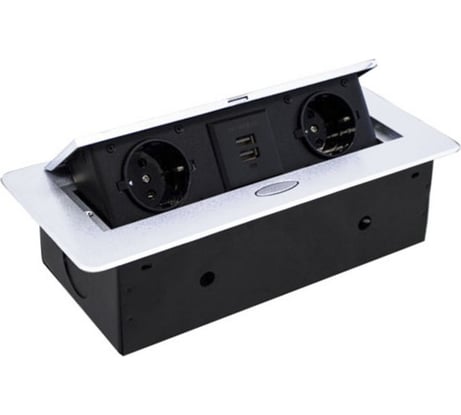 Горизонтальная выдвижная Розетка ROCKETSOCKET 2EU+2USB Белая OvalC AM-G2EU-2U-11