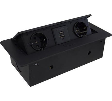 Горизонтальная выдвижная Розетка ROCKETSOCKET 2EU+2USB Черная OvalC AM-G2EU-2U-12