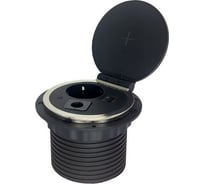 Встраиваемая розетка ROCKETSOCKET EU+2UA/C+беспроводная зарядка+пропуск под кабель, кабель 2м, диаметр 80мм AM-51-1EU2AC1N1Q-12