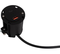 Встраиваемая розетка ROCKETSOCKET 2 USB Type A+C 45W стандарта QC3.0+PD3.0, кабель 2м, диаметр 54мм AM-54-2AC-12
