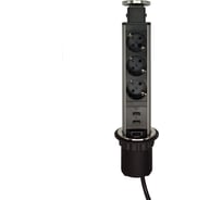 Вертикальная выдвижная розетка механическая ROCKETSOCKET 3EU + 2USB, кабель 2м, диаметр 60мм AM-105S-3EU2UC-12