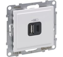 Зарядное устройство Legrand SUNO USB 2 выхода Тип А - Тип С Цвет Белый 721130