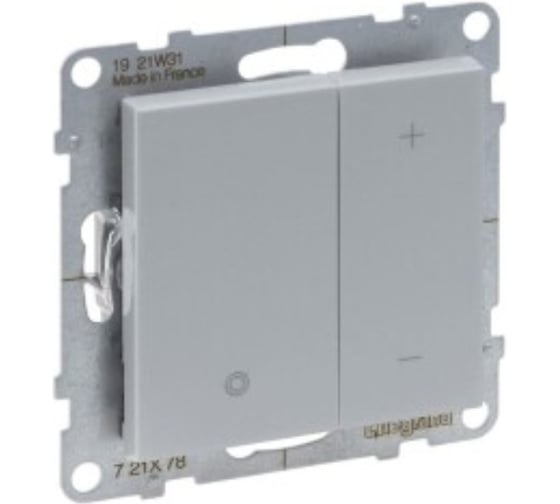 Светорегулятор Legrand SUNO кнопочный универсальный 400Вт без нейтрали. Цвет Алюминий 721378 1