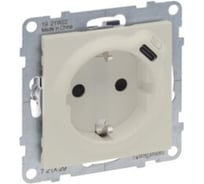 Комбинированная розетка Legrand SUNO со шторками 2К+З 16А 250В/USB С 1500мА. Безвинтовые зажимы. Цвет Слоновая кость 721229