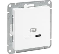Механизм розетки EKF USB-С, быстрая, белый Эпика UP1-SOW-USBCF
