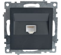 Компьютерная 1-местная розетка RJ-45 STEKKER механизм, серия Катрин, GLS00-7107-05, черный 39613 20255530