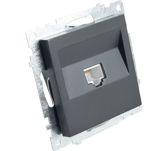 Компьютерная 1-местная розетка RJ-45 STEKKER механизм, серия Катрин, GLS00-7107-05, черный 39613