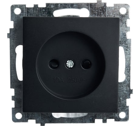 1-местная розетка STEKKER с защитной шторкой механизм без заземления, 10А, Катрин, GLS10-7109-05, черный 39609