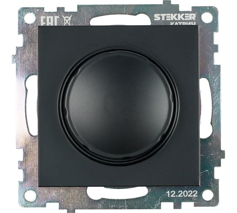 Диммирующий выключатель STEKKER TRIAC механизм 250В, 500W, серия Катрин, GLS10-7106-05, черный 39615