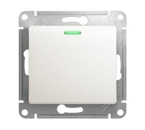 Переключатель Systeme Electric Glossa Перламутр 1-клавишный с подсветкой сх.6а, 10АХ SE GSL000663