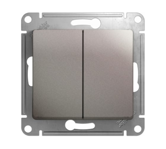Переключатель Systeme Electric Glossa Платина 2-клавишный, сх.6, 10AX SE GSL001265