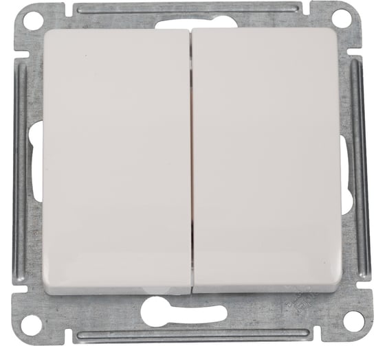 Переключатель Systeme Electric Glossa Молочный 2-клавишный, сх.6, 10AX SE GSL000965