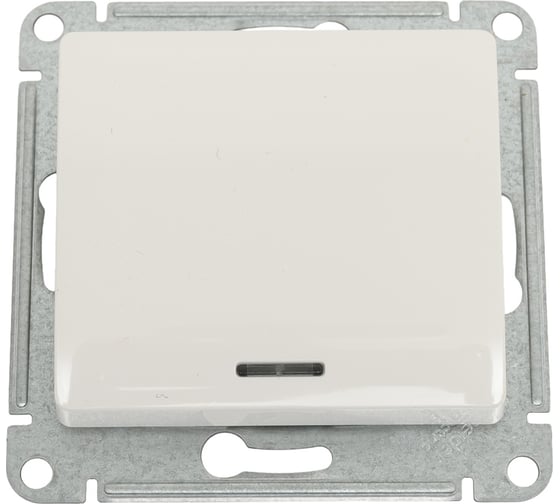 Переключатель Systeme Electric Glossa Молочный 1-клавишный с подсветкой, сх.6а,10AX SE GSL000963