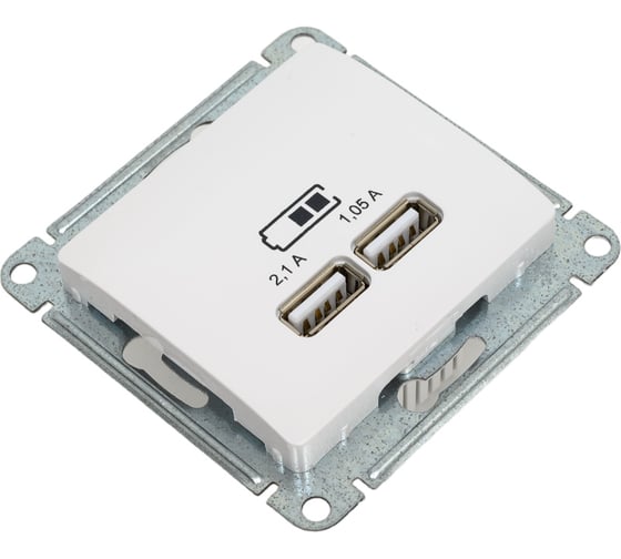 Розетка Systeme Electric Glossa белый USB 5В (2100мА), 2х5В (1050мА) SE GSL000133