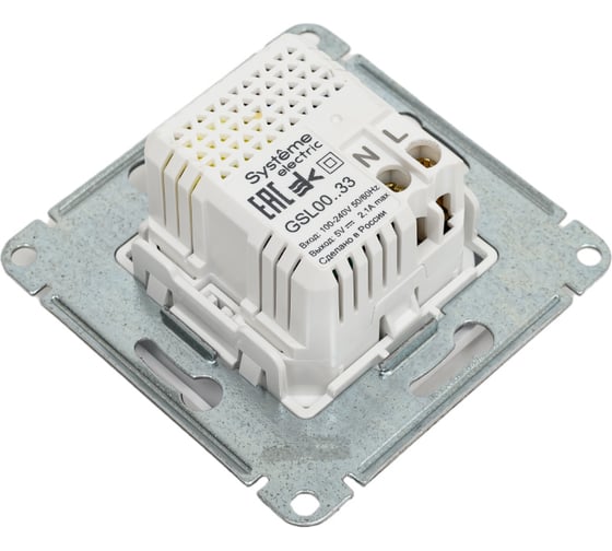 Розетка Systeme Electric Glossa белый USB 5В (2100мА), 2х5В (1050мА) SE GSL000133