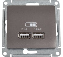 Розетка Systeme Electric Glossa Графит USB 5В (2100мА), 2х5В (1050мА) SE GSL001333