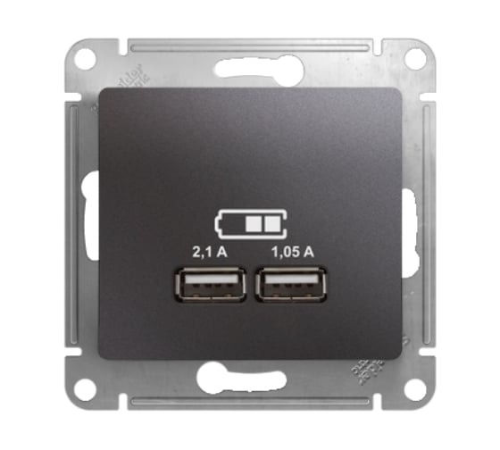 Розетка Systeme Electric Glossa Графит USB 5В (2100мА), 2х5В (1050мА) SE GSL001333