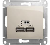 Розетка Systeme Electric Glossa Молочная USB 5В (2100мА), 2х5В (1050мА) SE GSL000933