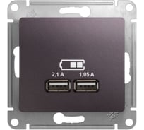 Розетка Systeme Electric Glossa Сиреневый туман USB 5В (2100мА), 2х5В (1050мА) SE GSL001433