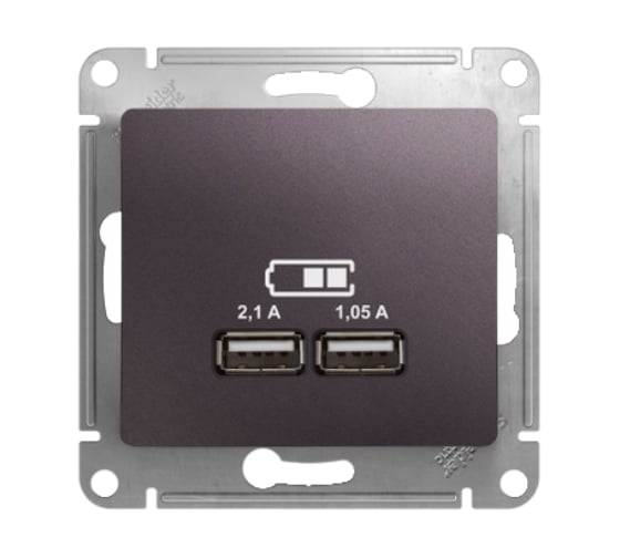 Розетка Systeme Electric Glossa Сиреневый туман USB 5В (2100мА), 2х5В (1050мА) SE GSL001433