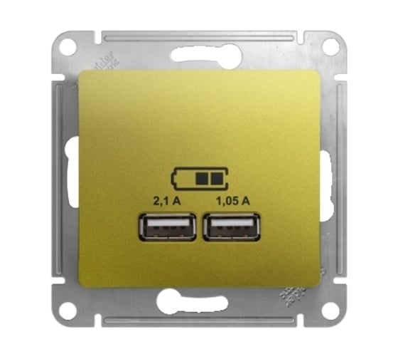 Розетка Systeme Electric Glossa Фисташковая USB 5В (2100мА), 2х5В (1050мА) SE GSL001033