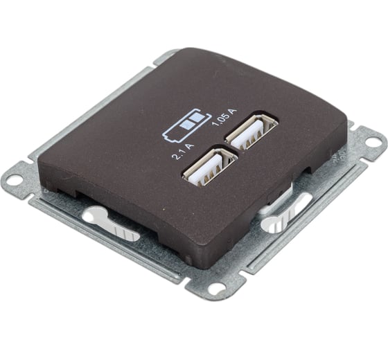 Розетка Systeme Electric Glossa Шоколад  USB 5В (2100мА), 2х5В (1050мА) SE GSL000833
