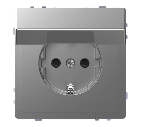 Розетка Systeme Electric Merten D-Life Нержавеющая сталь 16А с заземлением и крышкой IP20 SE MTN2310-6036