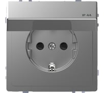 Розетка Systeme Electric Merten D-Life Нержавеющая сталь 16А с заземлением и крышкой IP44 SE MTN2314-6036