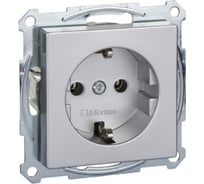 Розетка Systeme Electric Merten SM Алюминий с заземлением, безвинтовой зажим SE MTN2301-0460