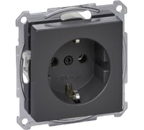 Розетка Systeme Electric Merten SM Антрацит с заземлением, безвинтовой зажим SE MTN2301-0414