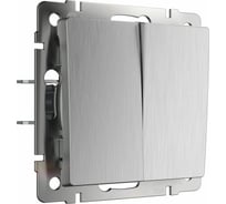Двухклавишный выключатель WERKEL W1120009 (cеребряный рифленый) a051355
