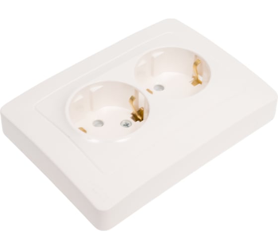 Розетка Systeme Electric Blanca внутр Молочная 2-ая с/з со шторками, 16А, 250В SE BLNRS001122
